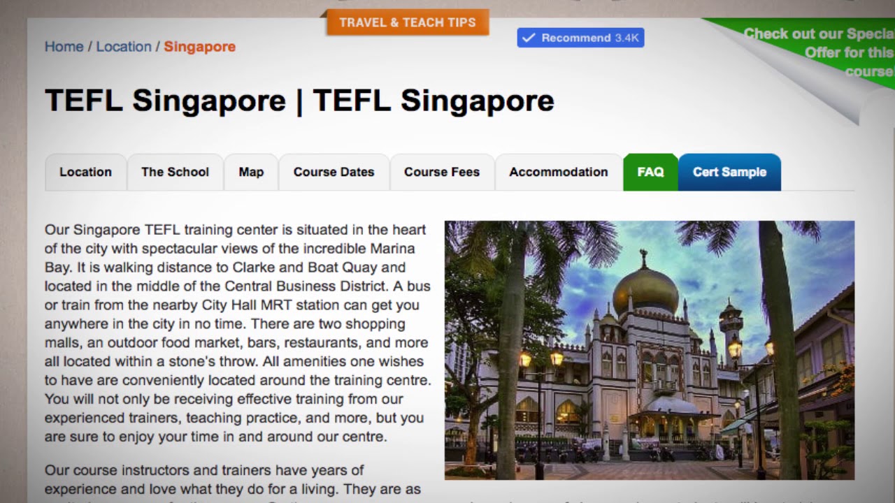 Welcome to Our TEFL / TESOL School in Singapore | Teach & Live abroad!