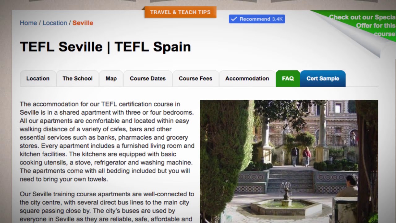 TEFL / TESOL School Accommodation in Seville, Spain | Teach & Live abroad!