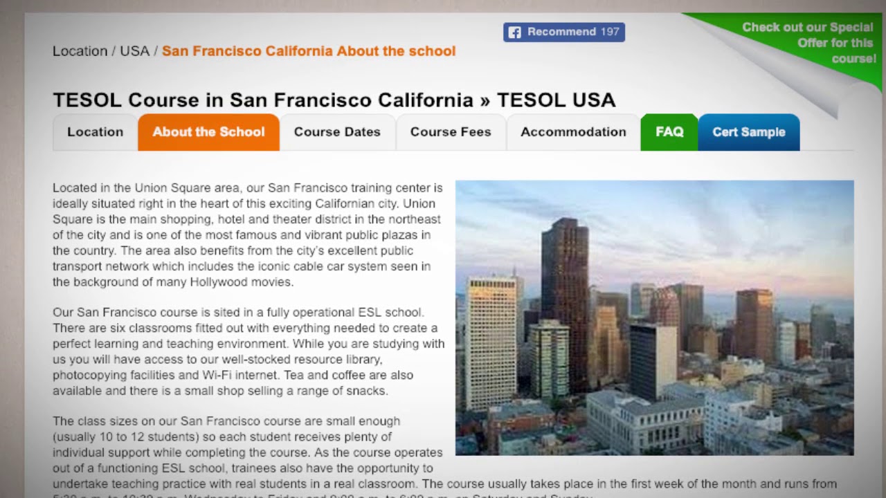 Welcome to Our TEFL / TESOL School in San Francisco, USA | Teach & Live abroad!