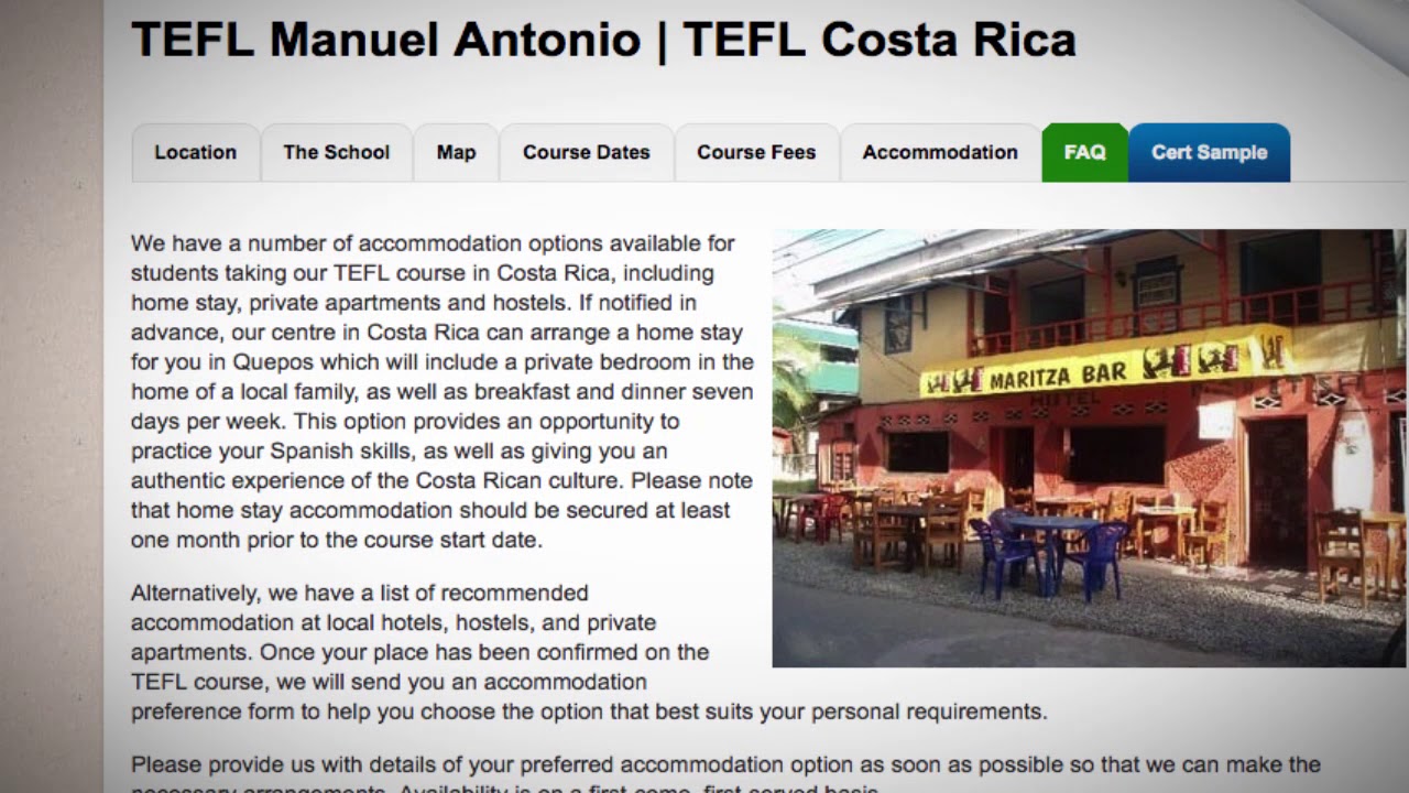 TEFL / TESOL School Accommodation in Manuel Antonio, Costa Rica | Teach & Live abroad!