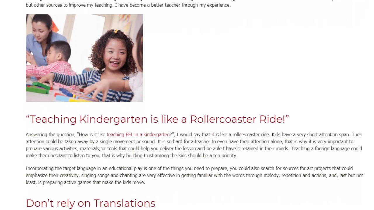 What is it Like Teaching EFL in a Kindergarten | ITTT TEFL BLOG