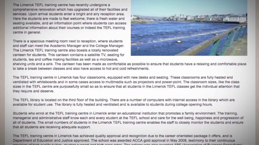 Welcome to Our TESOL School in Limerick, Ireland | Teach & Live abroad ...