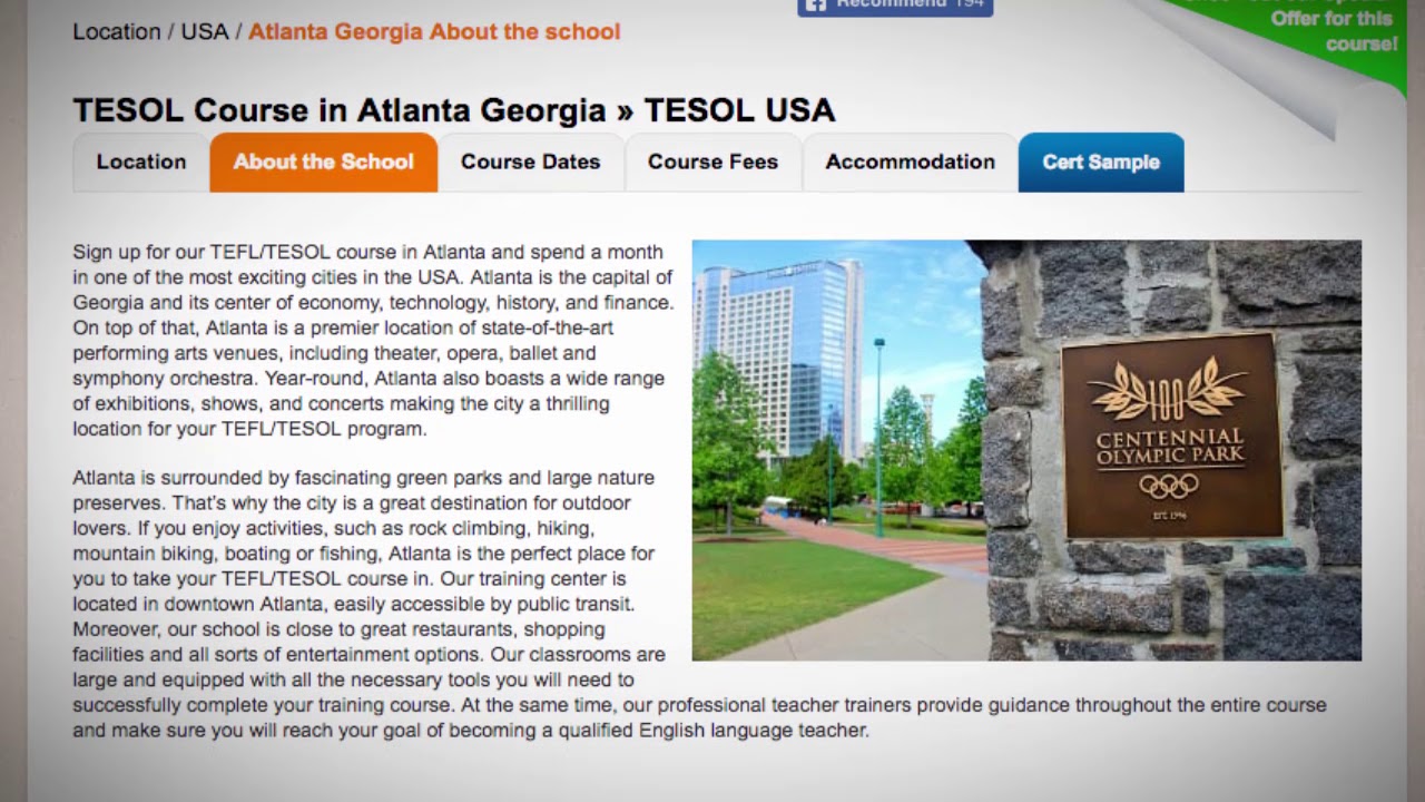 Welcome to Our TEFL / TESOL School in Atlanta, USA | Teach & Live abroad!