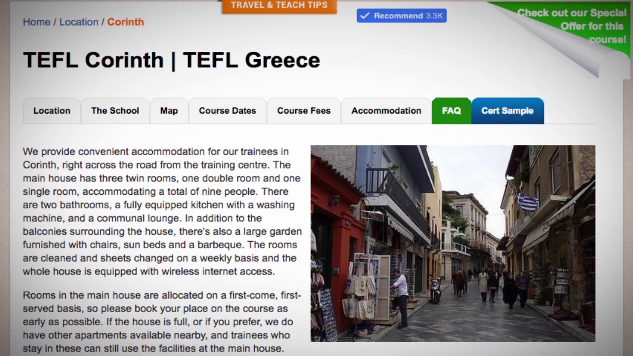 TEFL / TESOL School Accommodation in Corinth, Greece | Teach & Live abroad!