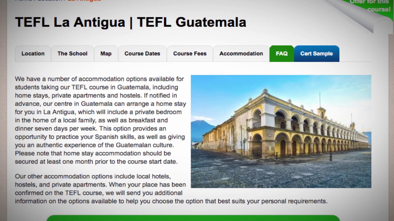 TEFL / TESOL School Accommodation in La Antigua, Guatemala | Teach & Live abroad!