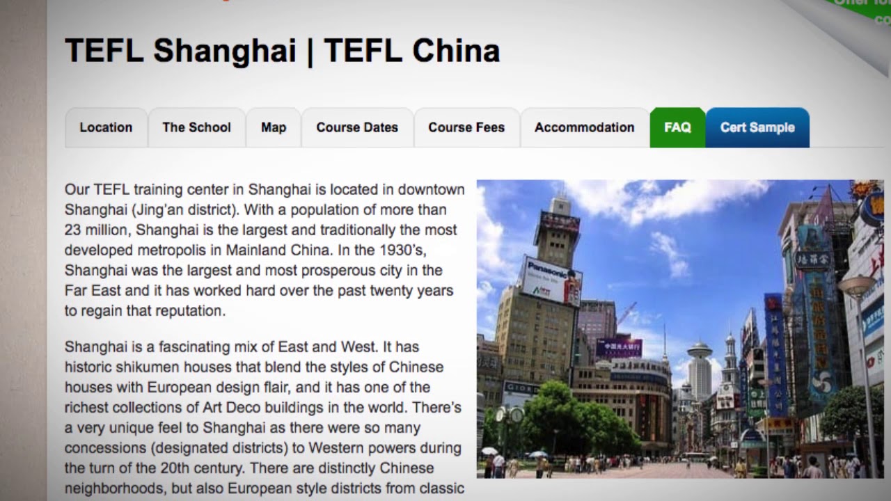 Welcome to Our TEFL / TESOL School in Shanghai, China | Teach & Live abroad!