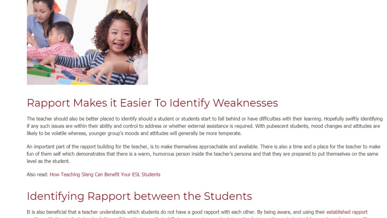 Why is establishing rapport important? | ITTT TEFL BLOG