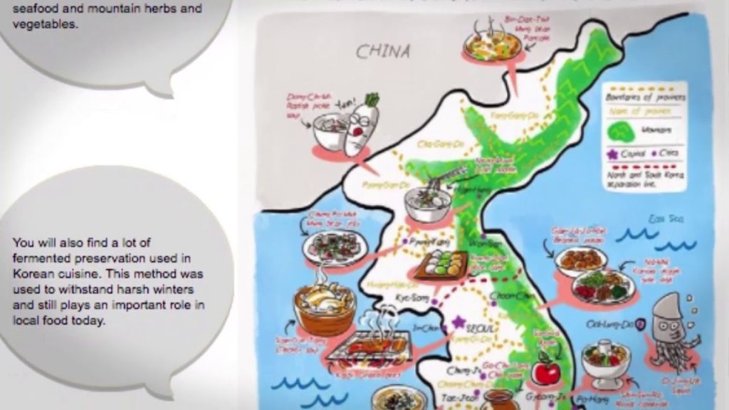 What are Koreas main regions and popular regional foods?