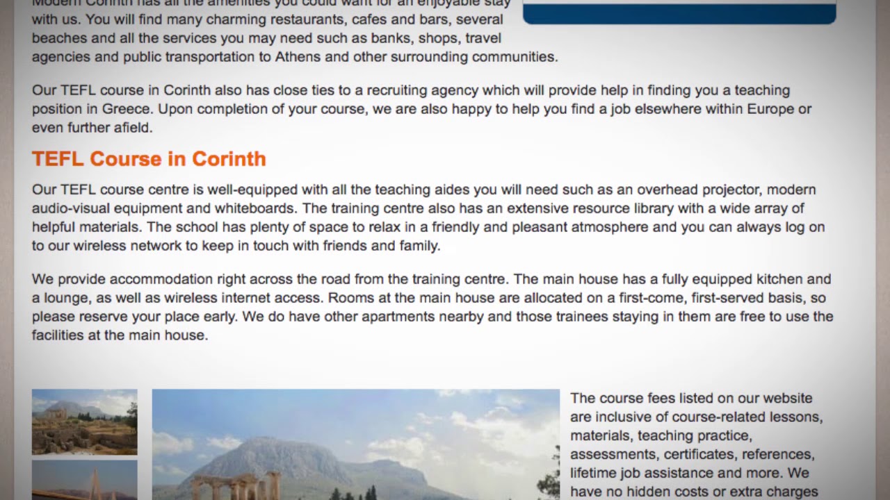 TEFL / TESOL Course in Corinth, Greece | Teach & Live abroad!