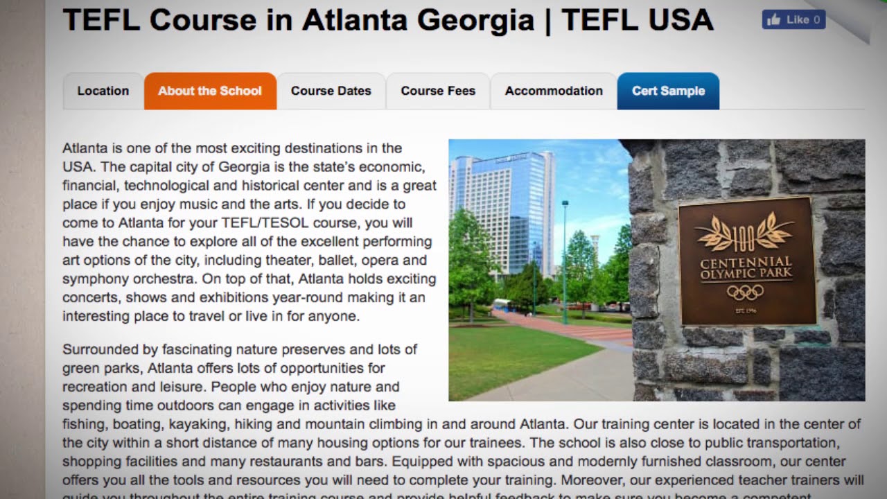 Welcome to Our TEFL / TESOL School in Atlanta, USA | Teach & Live abroad!