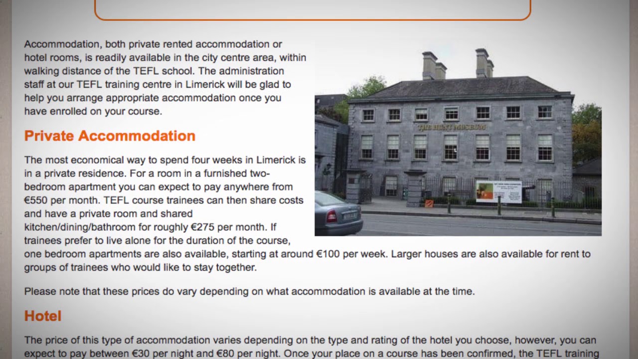 TEFL / TESOL School Accommodation in Limerick, Ireland | Teach & Live abroad!