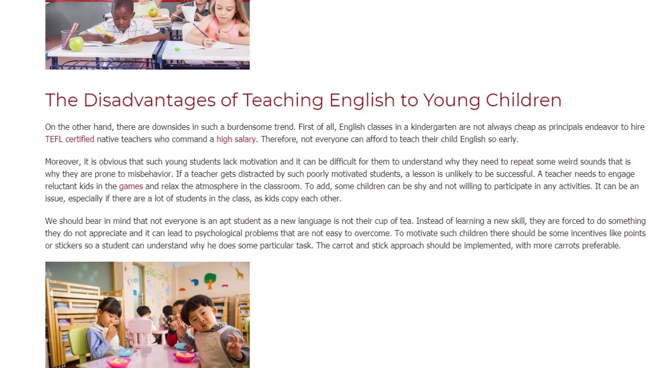 The Advantages and Disadvantages of Teaching English to Young Children | ITTT | TEFL Blog