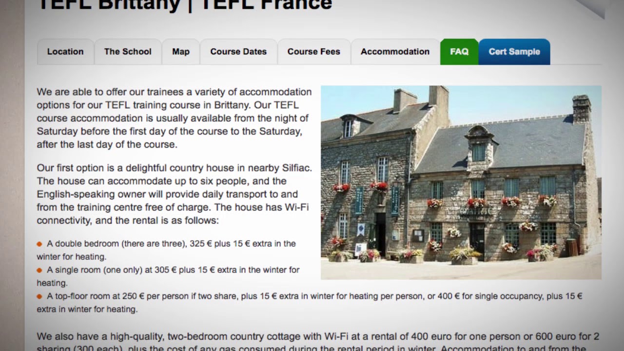 TEFL / TESOL School Accommodation in Brittany, France | Teach & Live abroad!