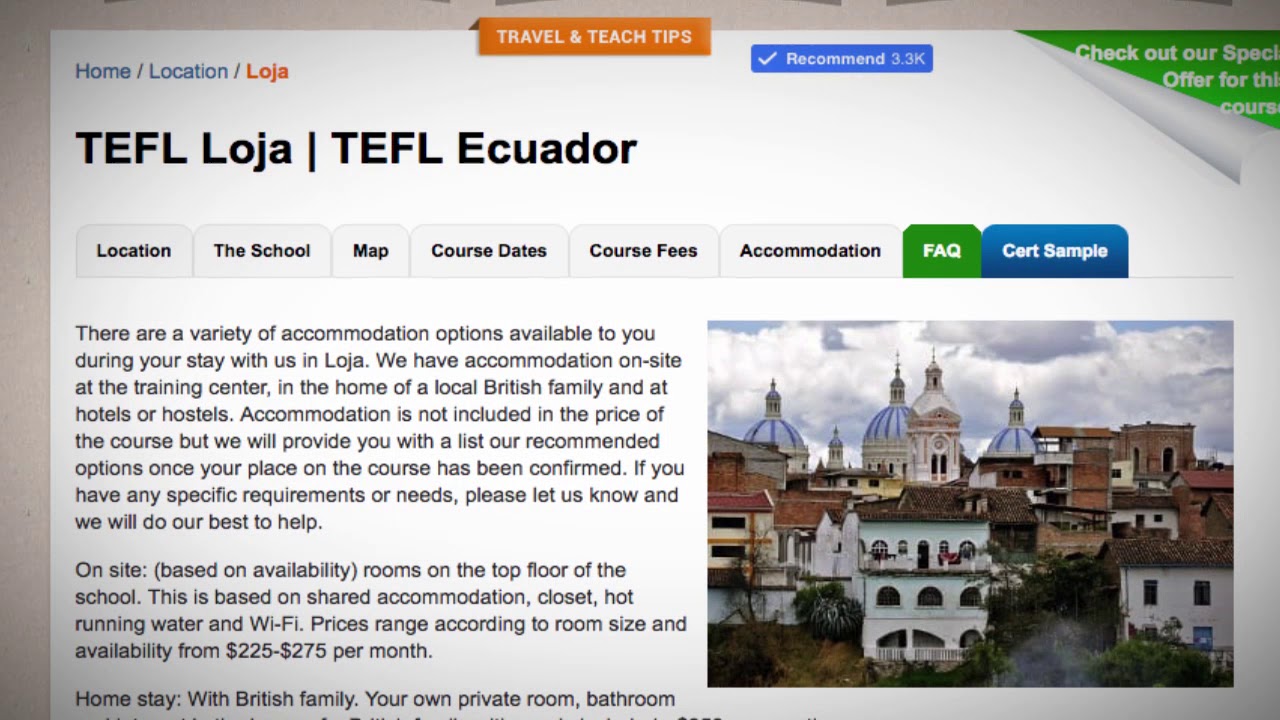 TEFL / TESOL School Accommodation in Loja, Ecuador | Teach & Live abroad!