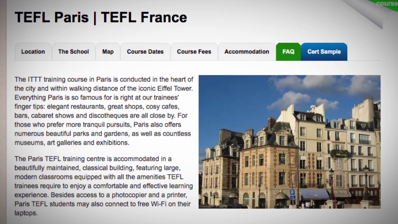 Welcome to Our TEFL / TESOL School in Paris, France | Teach & Live abroad!