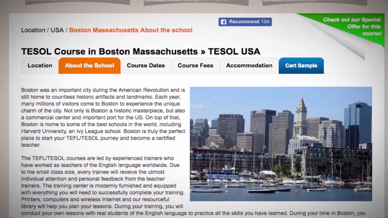 Welcome to Our TEFL / TESOL School in Boston, USA | Teach & Live abroad!