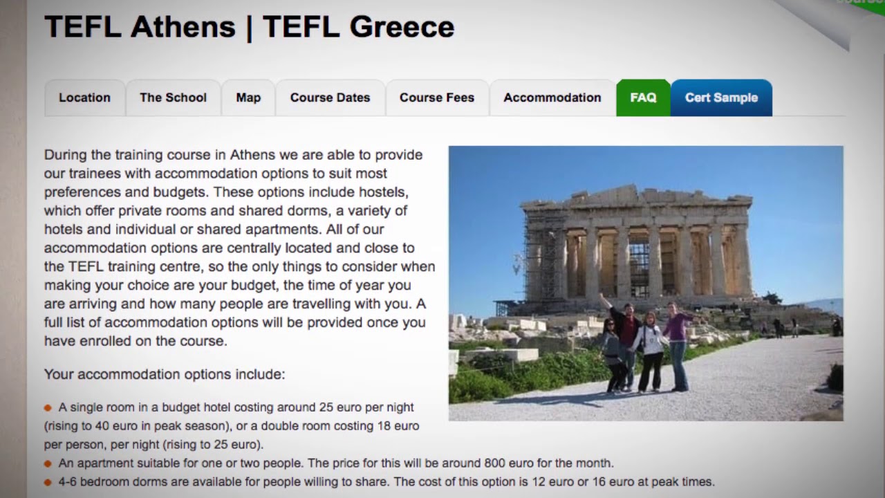 TEFL / TESOL School Accommodation in Athens, Greece | Teach & Live abroad!