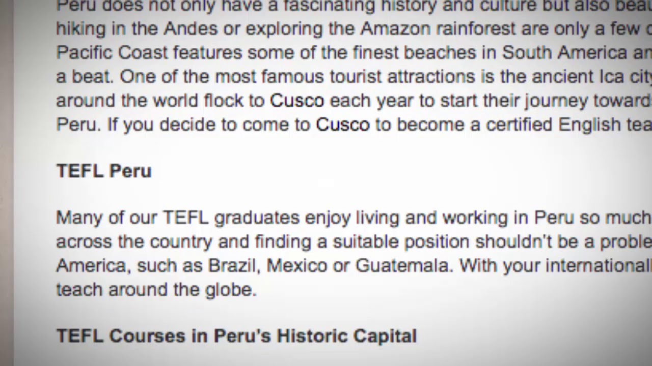 TEFL/TESOL Jobs in Peru | International TEFL and TESOL Training (ITTT)