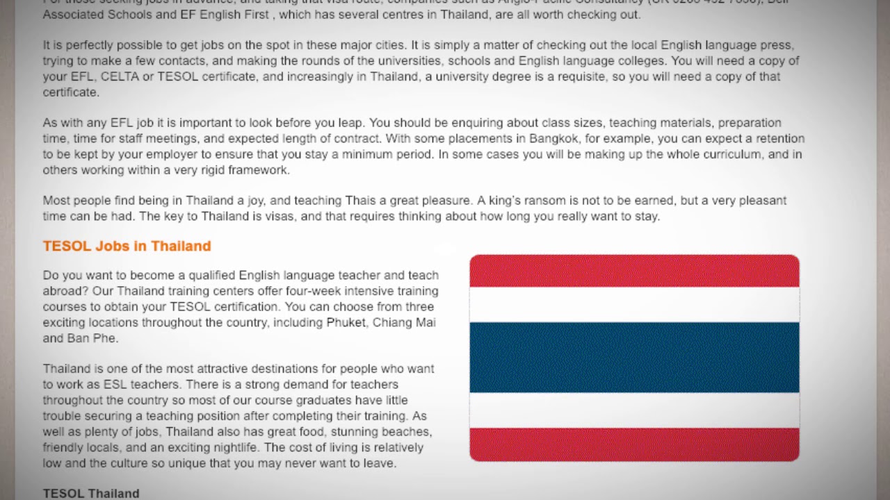 TESOL Jobs in Thailand | International TEFL and TESOL Training (ITTT)