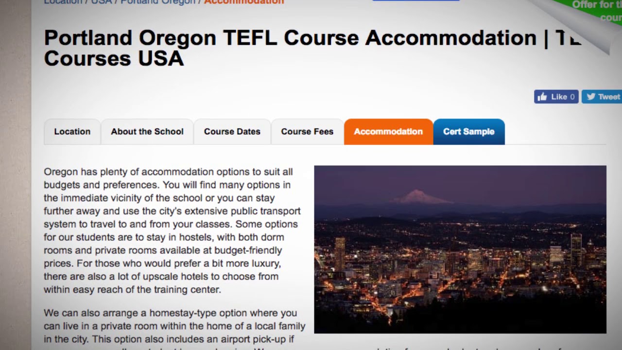 TEFL / TESOL School Accommodation in Portland, USA | Teach & Live abroad!