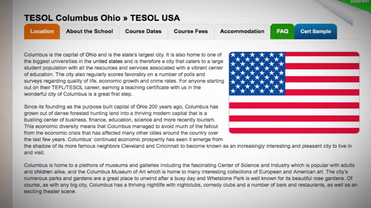 Combined TEFL / TESOL School in Columbus, USA | Teach & Live abroad!