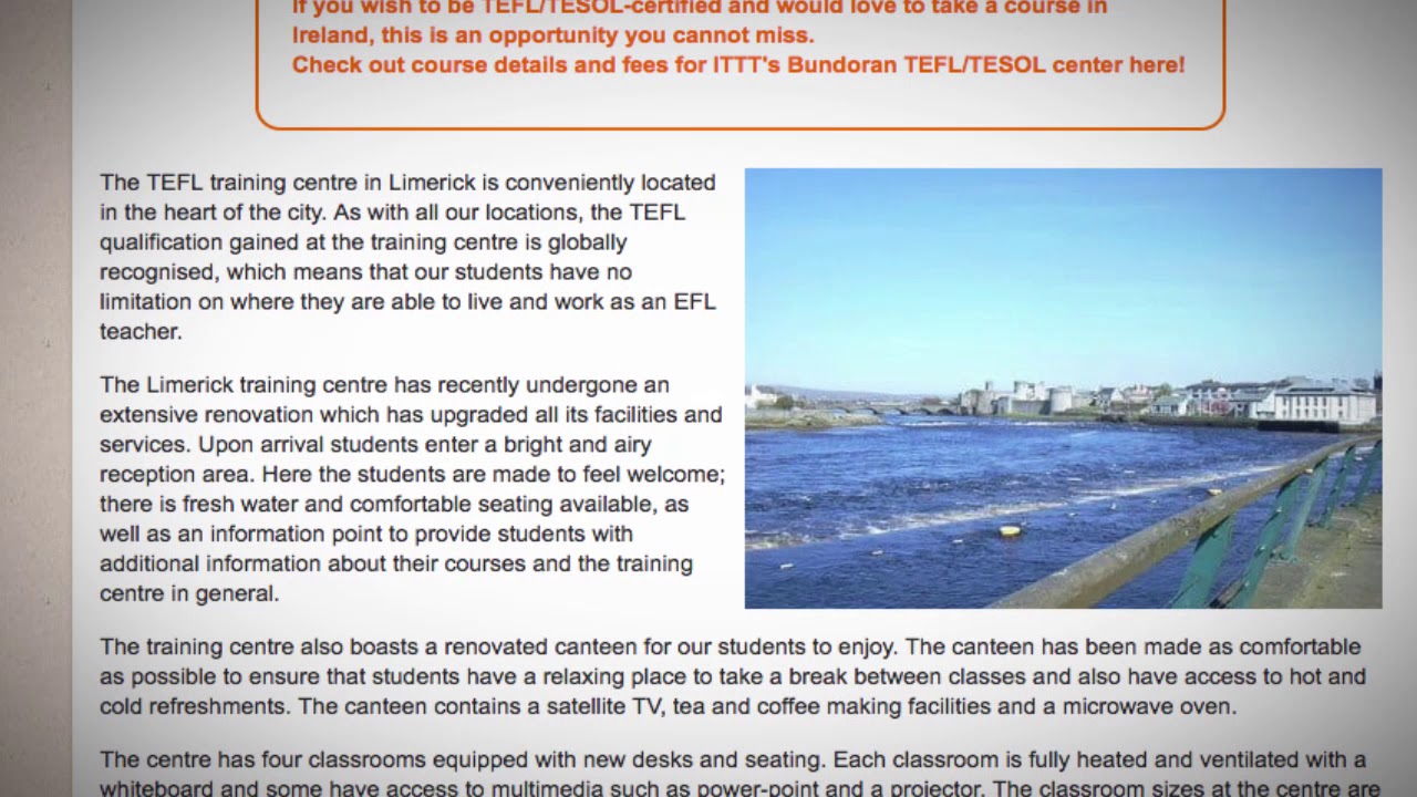 Welcome to Our TEFL / TESOL School in Limerick, Ireland | Teach & Live abroad!