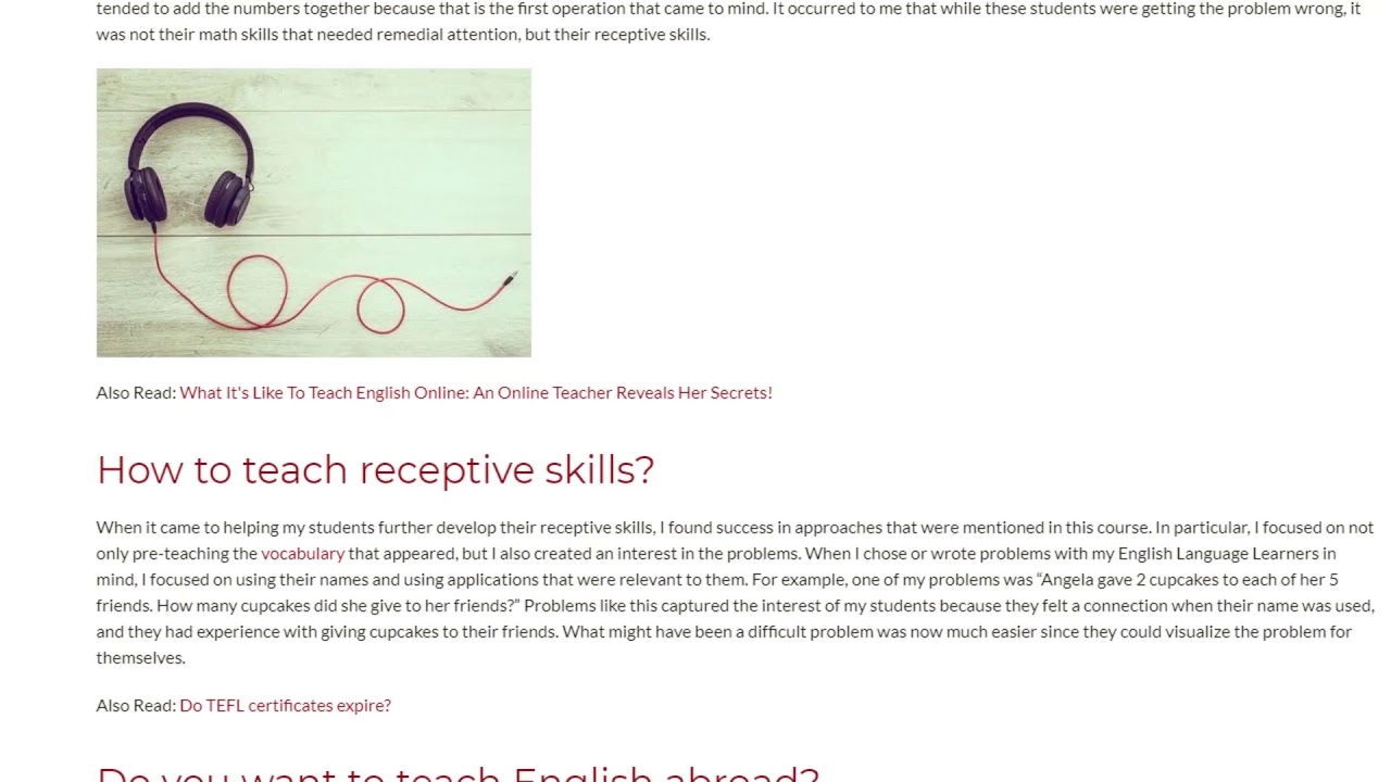 The Importance of Properly Teaching Receptive Skills | ITTT TEFL BLOG