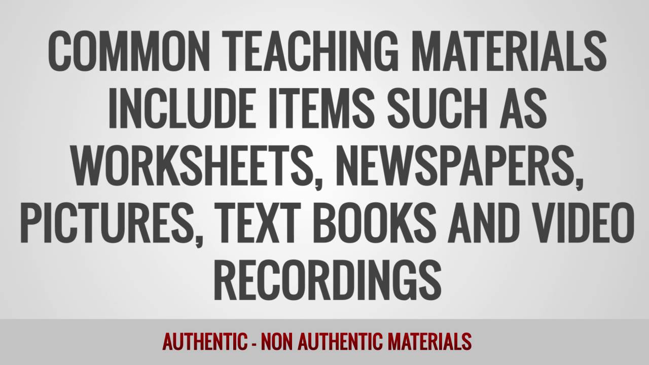 ITTT Glossary – Authentic and Non-Authentic Materials