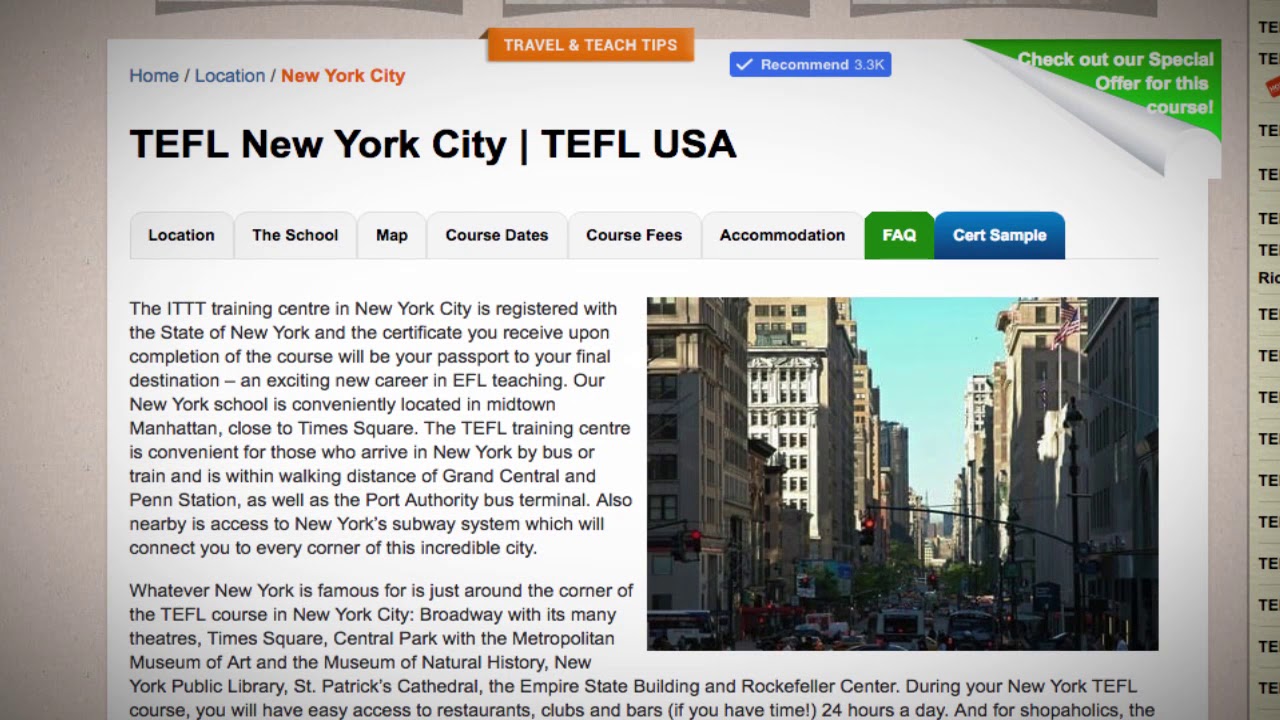 Welcome to Our TEFL / TESOL School in New York City, USA | Teach & Live abroad!