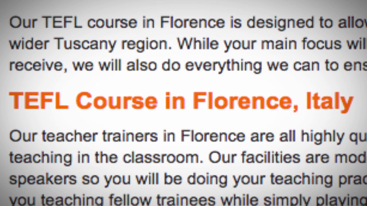 TEFL / TESOL Course in Florence, Italy | Teach & Live abroad!