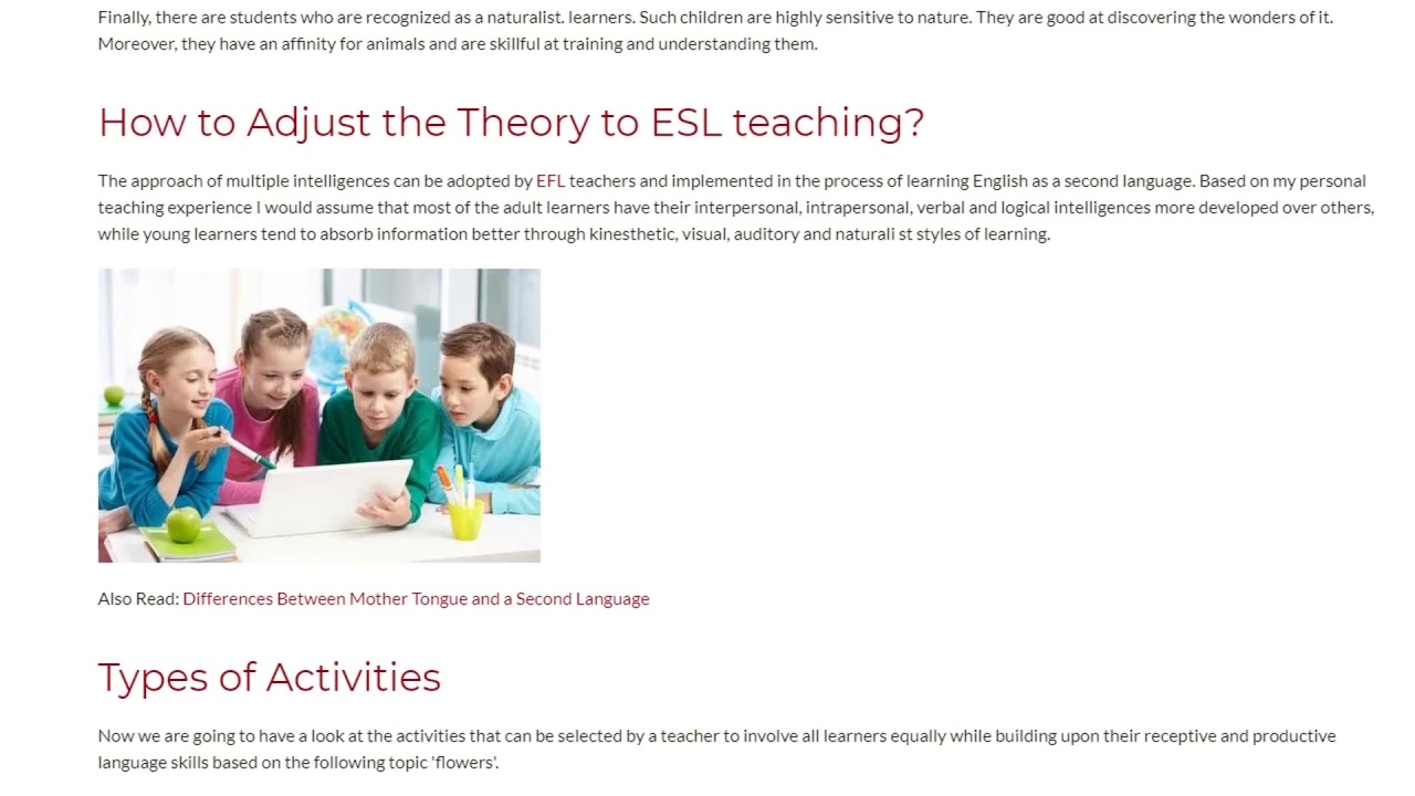 The Theory of Multiple Intelligences as an Integral Part of ESL Teaching | ITTT TEFL BLOG