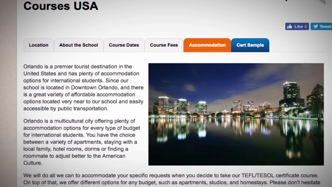 TEFL / TESOL School Accommodation in Orlando, USA | Teach & Live abroad!