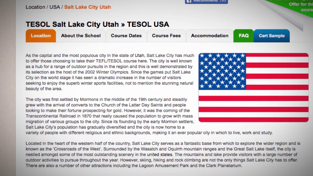 Combined TEFL / TESOL School in Salt Lake City, USA | Teach & Live abroad!