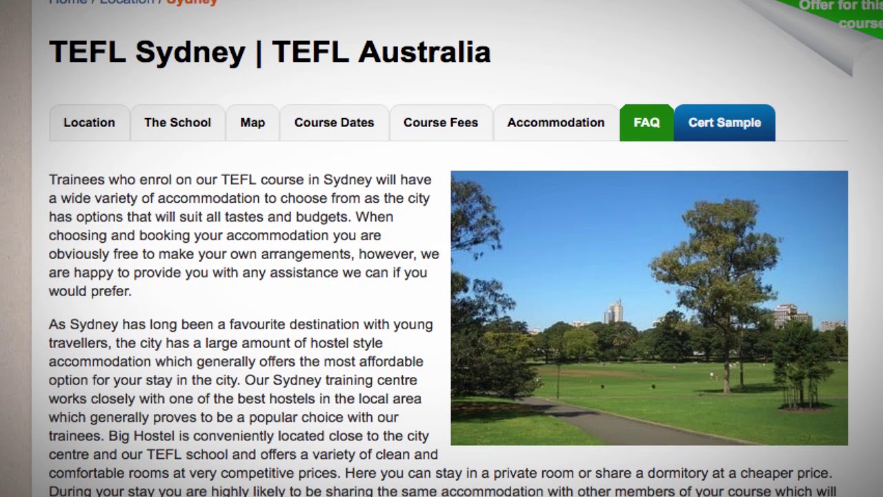 TEFL / TESOL School Accommodation in Sydney, Australia | Teach & Live abroad!