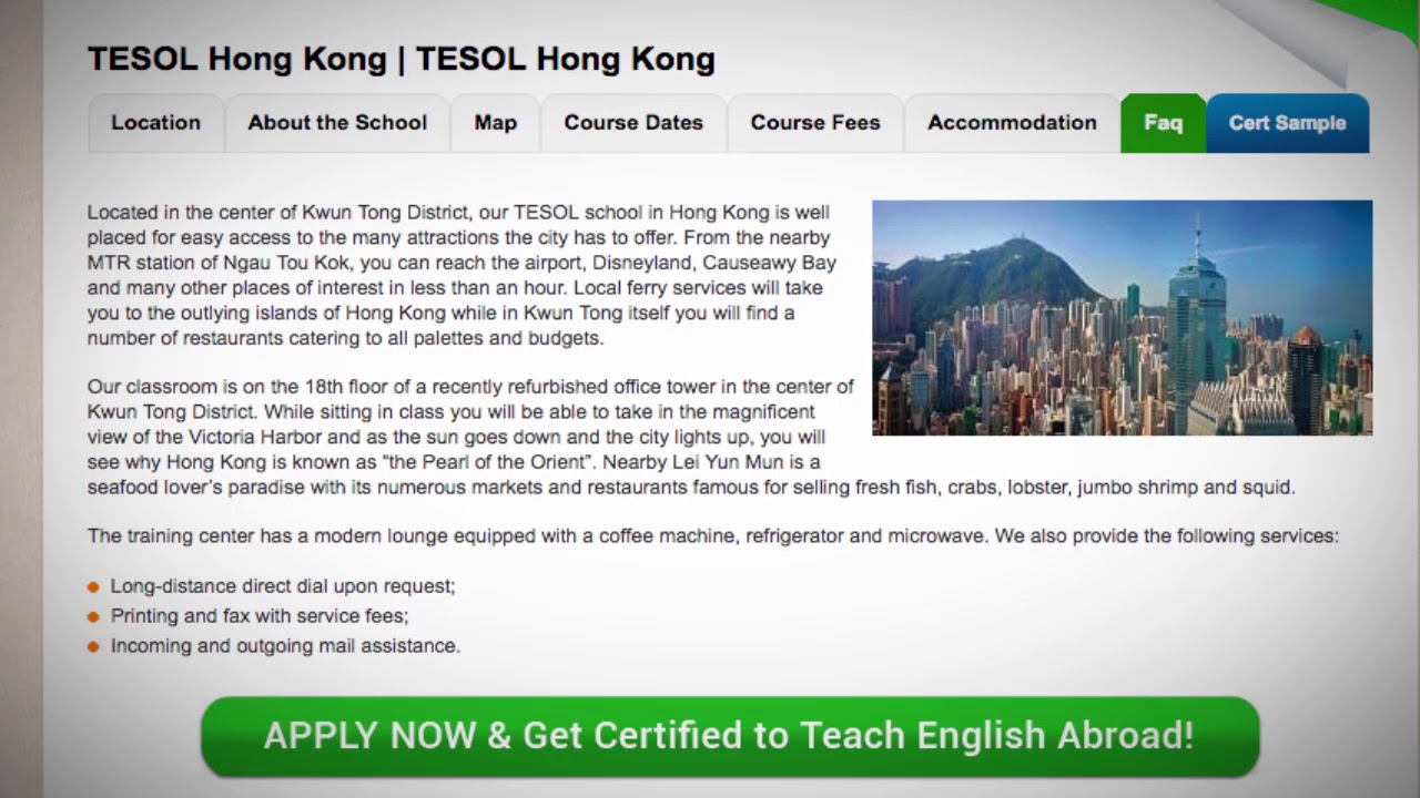 Welcome to Our TESOL School in Hong Kong | Teach & Live abroad!