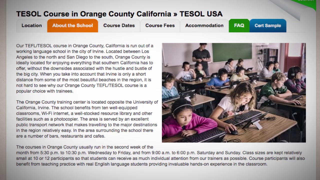 Welcome to Our TEFL / TESOL School in Orange County, USA | Teach & Live abroad!