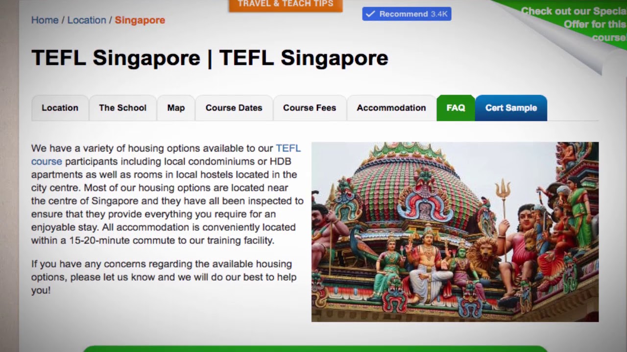 TEFL / TESOL School Accommodation in Singapore | Teach & Live abroad!