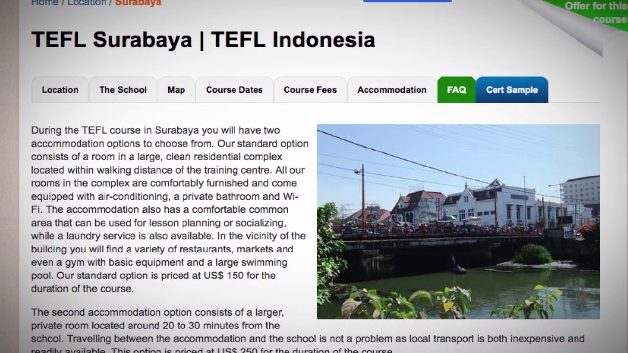 TEFL / TESOL School Accommodation in Surabaya, Indonesia | Teach & Live abroad!