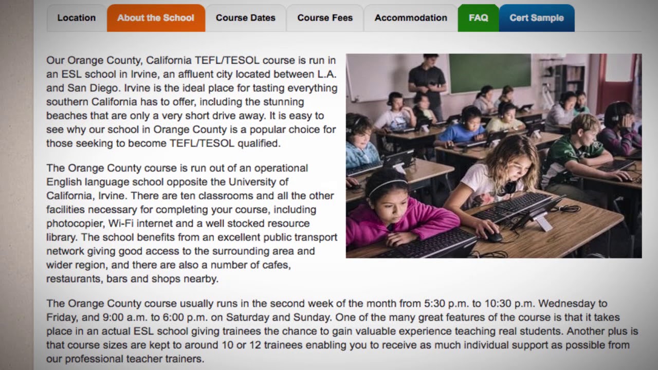 Welcome to Our TEFL / TESOL School in Orange County, USA | Teach & Live abroad!