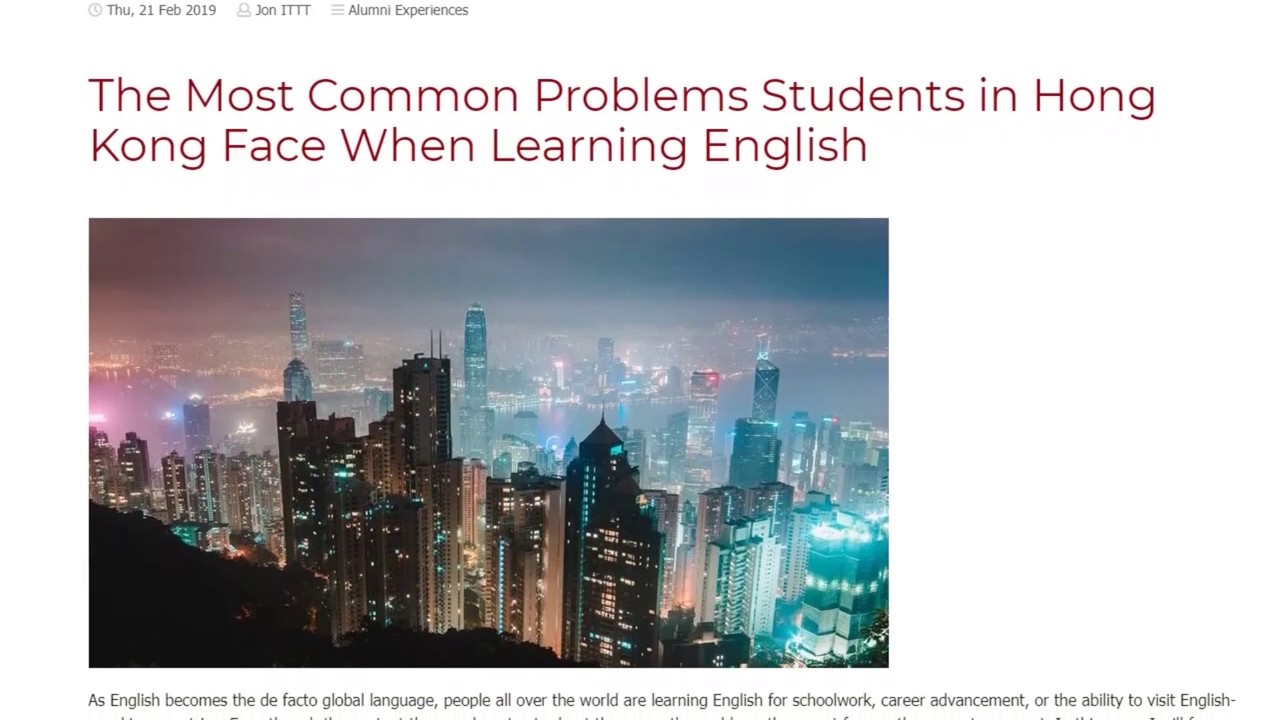 The Most Common Problems Students in Hong Kong Face When Learning English | ITTT TEFL BLOG