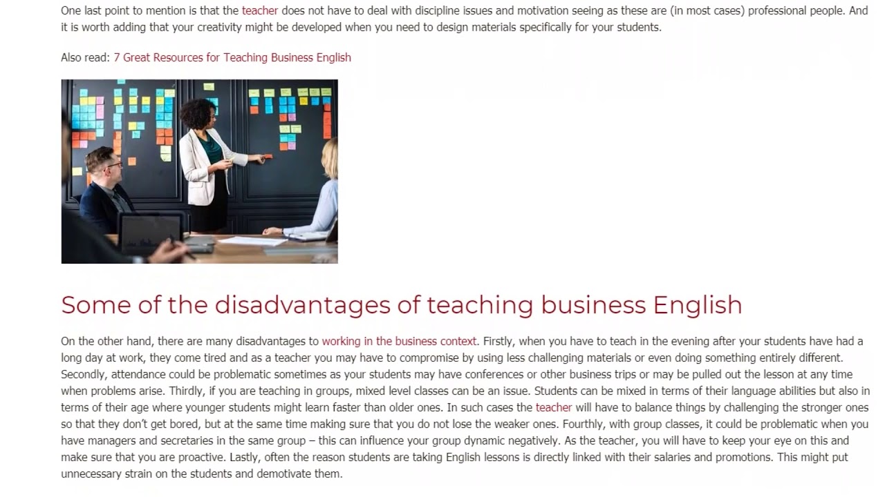5 Advantages and Disadvantages of Teaching Business English | ITTT TEFL BLOG
