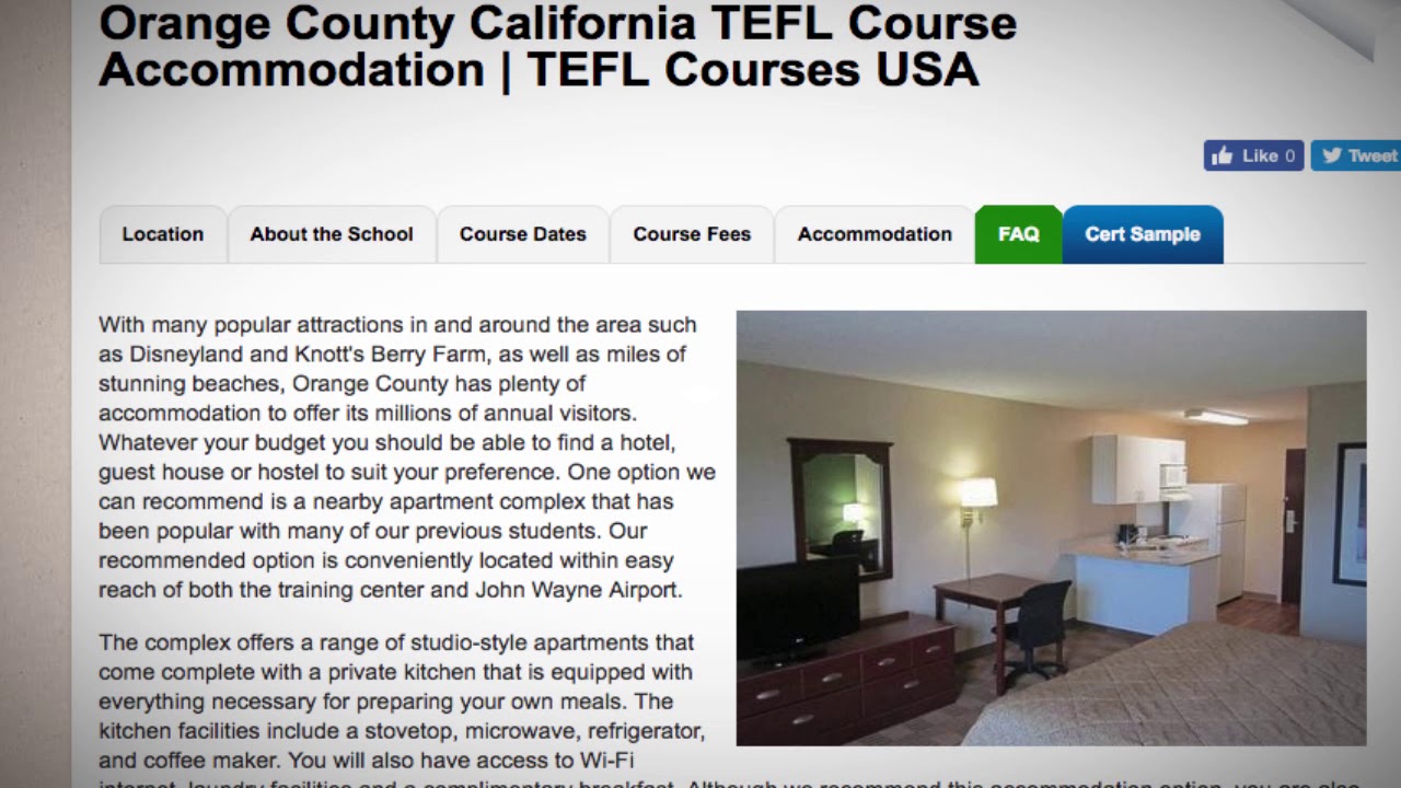 TEFL / TESOL School Accommodation in Orange County, USA | Teach & Live abroad!