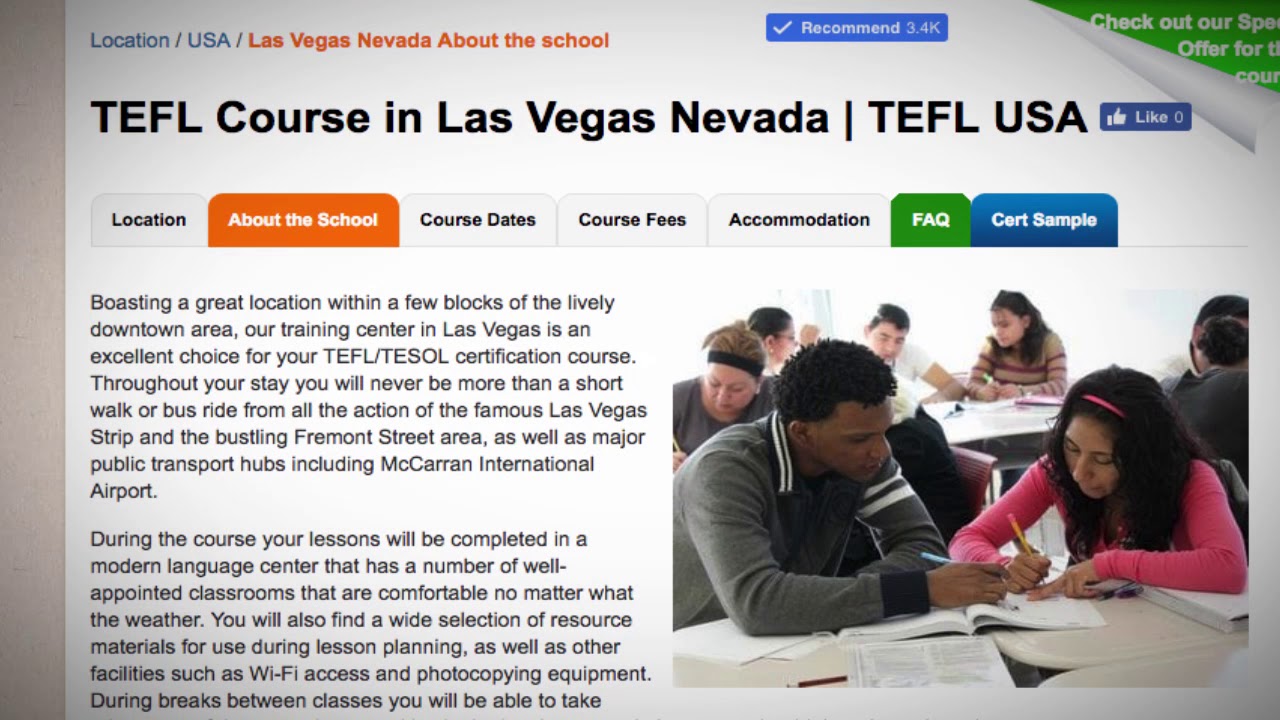 Welcome to Our TEFL / TESOL School in Las Vegas, USA | Teach & Live abroad!