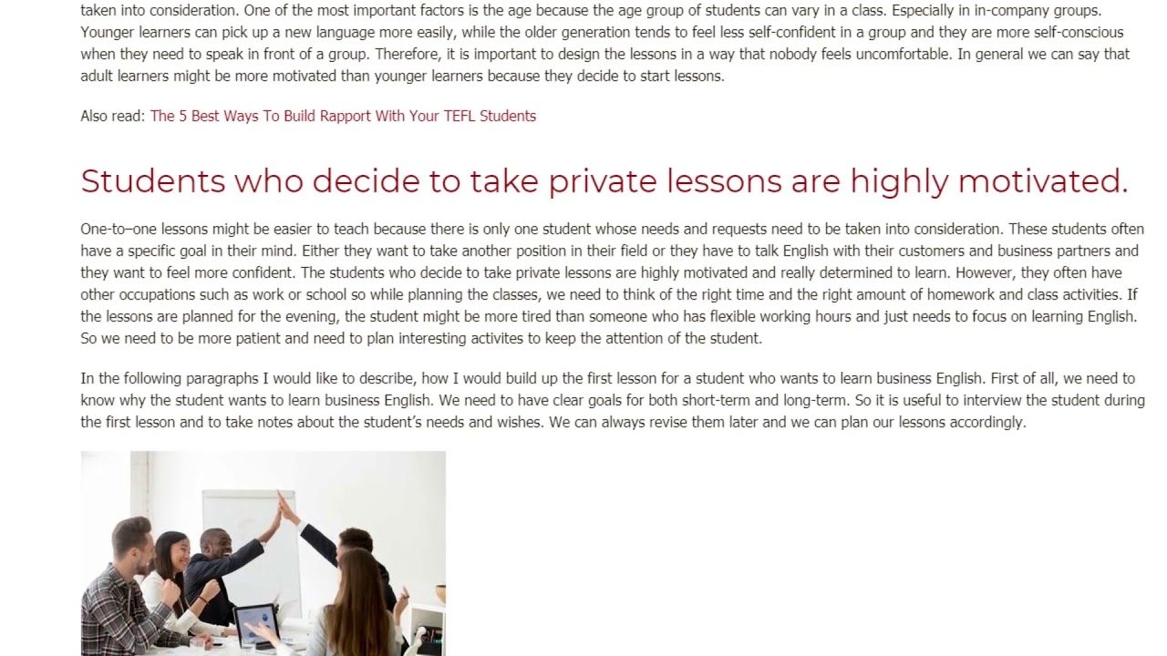 Guide to Teaching One-to-One & Group Business English Classes | ITTT TEFL BLOG