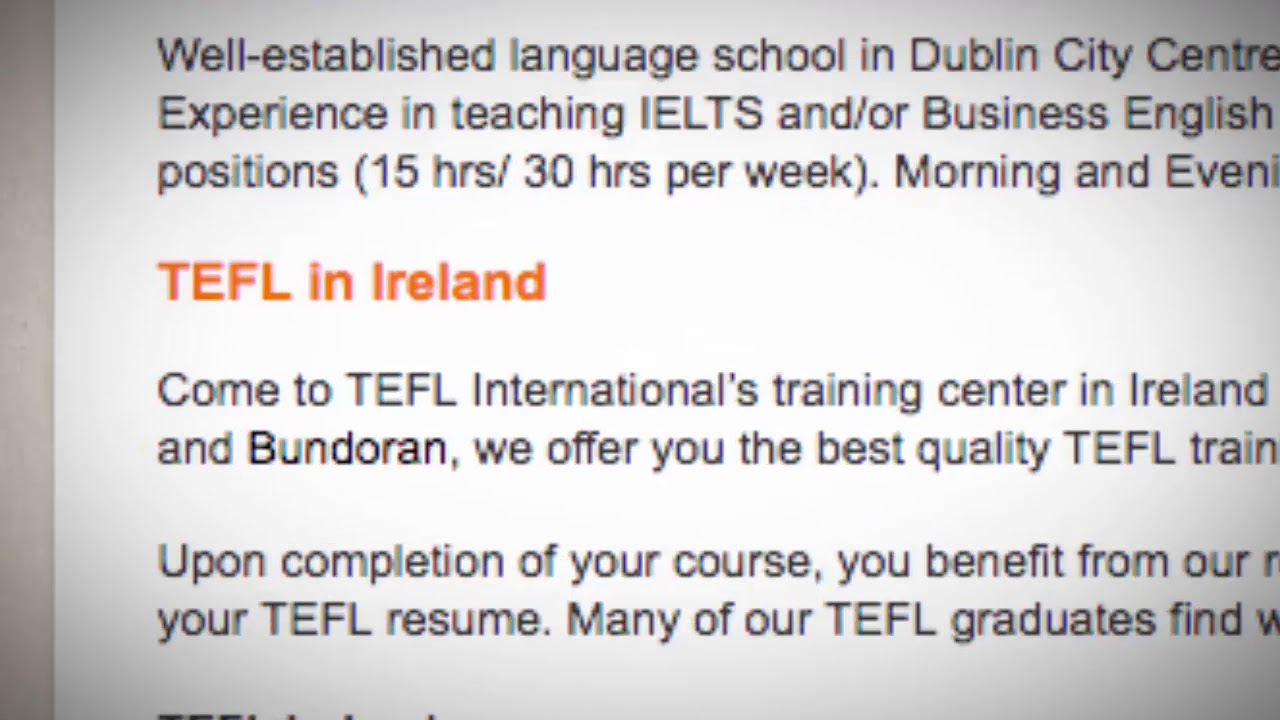 TEFL/TESOL Jobs in Ireland | International TEFL and TESOL Training (ITTT)