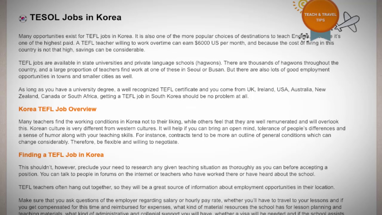 TEFL/TESOL Jobs in South Korea | International TEFL and TESOL Training (ITTT)